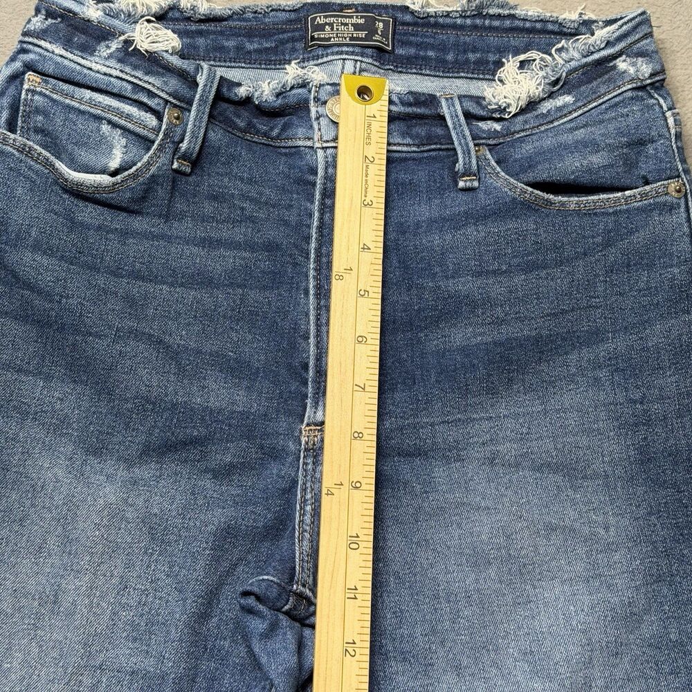 Abercrombie & Fitch Womens 6/28 Simone High Rise Ankle Distressed Blue Jeans - Picture 9 of 10